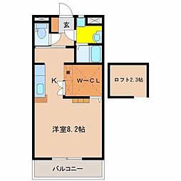 デタント中村 ワンルームの間取図画像