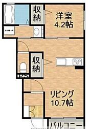 エランディス 1LDKの間取図画像