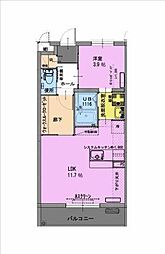 ラフィーナパレス宮崎東 1LDKの間取図画像