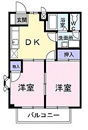 サウザン・バレーB 2DKの間取図画像