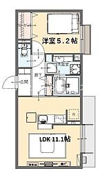 エスポワールタカムラ2 1LDKの間取図画像