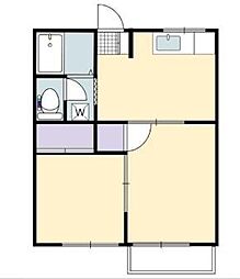 レジデンス和知川原C棟 2DKの間取図画像