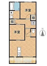 ロザージュ神宮 2LDKの間取図画像