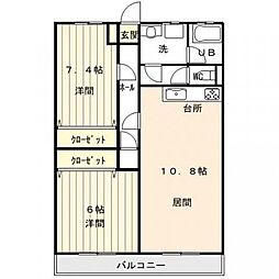 ラルーチェ 2LDKの間取図画像