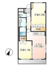 ティアナグリーンヒル 2LDKの間取図画像