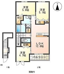 ディアコート南方 3LDKの間取図画像