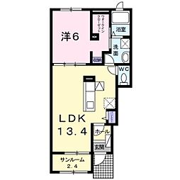 メゾンドソレイユ 1LDKの間取図画像