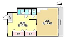 橿原グリーンハイツ 1LDKの間取図画像