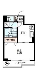 ブリーズ菊川 1DKの間取図画像