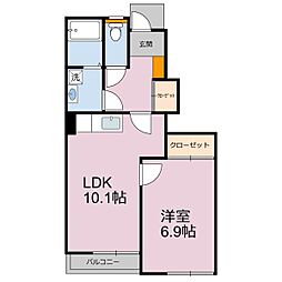 グリーンアース 1LDKの間取図画像