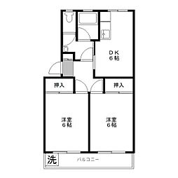 森山ビル 2DKの間取図画像