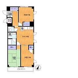ビューロー・タカ 3DKの間取図画像