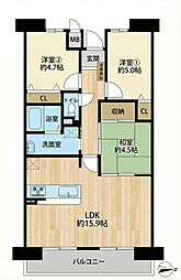 グランコープ津田B棟 3LDKの間取図画像