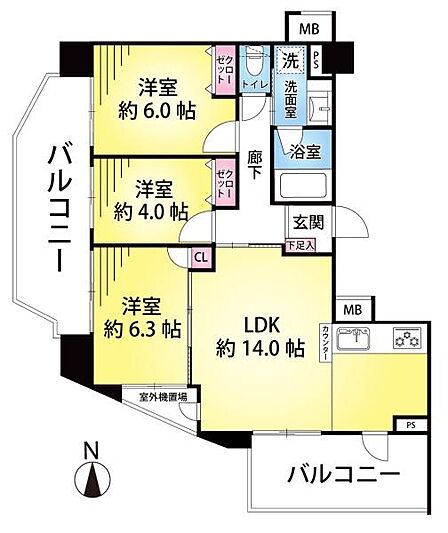3LDK 間取り