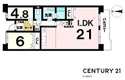 サンハイツ八事ふじみB棟 2LDKの間取図画像