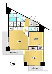 八王子はざま住宅 2LDKの間取図画像