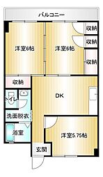 サンライフ幸崎 3DKの間取図画像