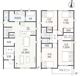 間取り：4LDK、2階建て♪　駐車スペース2台！