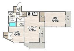 イスズハイツベル十三 2DKの間取図画像