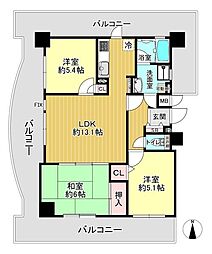 コスモ東大阪 3LDKの間取図画像