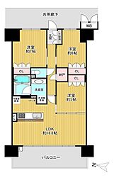 グランドパレス古市 3LDKの間取図画像