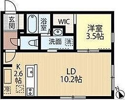 ブリーゼ中の島 1LDKの間取図画像