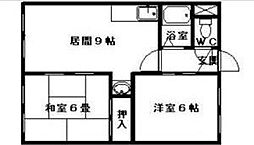 ラフォーレ北海 2DKの間取図画像