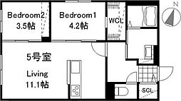 ラグランジュ元町 2LDKの間取図画像