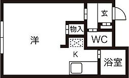 ヌーベル・98 1Kの間取図画像
