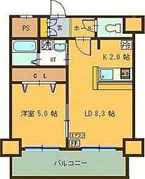 サンコート本通ガーデンヒルズ 1LDKの間取図画像