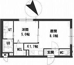 グランメール南郷通12 1LDKの間取図画像
