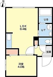 ラフィーネ学園前2 1LDKの間取図画像