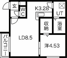 インフィニト平岸一条 1LDKの間取図画像