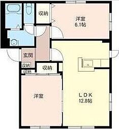 新道東フラット-A 2LDKの間取図画像