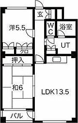 ブルームハイツ 2LDKの間取図画像