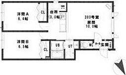 ルミエールワン・テン美園 2LDKの間取図画像