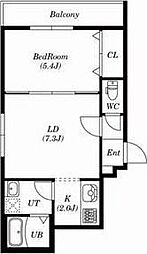 ムーンフェイス 1LDKの間取図画像