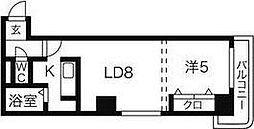 コトン月寒中央 1LDKの間取図画像