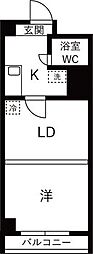 コーユーハイデンス 1DKの間取図画像