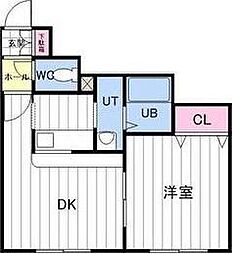 コートスプリングス元町 1DKの間取図画像
