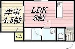 コーポ向日葵 1LDKの間取図画像