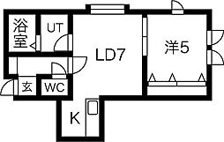 フラットMT21 1LDKの間取図画像