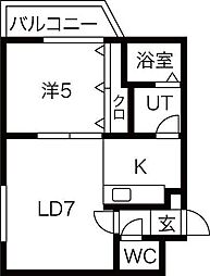 カナサンヒルズ 1LDKの間取図画像