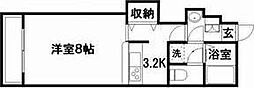 テラ元町 1Kの間取図画像