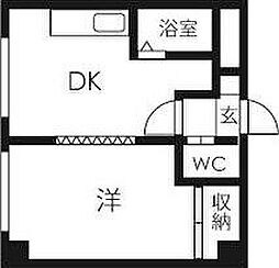 エヴァ八軒 1DKの間取図画像