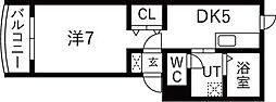 Q-BIG白石 1DKの間取図画像