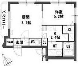 グランメールアカシア通 1LDKの間取図画像