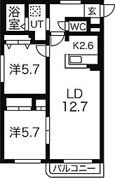 大光15番館 2LDKの間取図画像