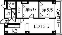 サントアリオ・デ平岸 2LDKの間取図画像