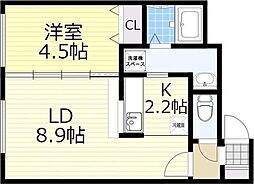 グランメールエクラン 1LDKの間取図画像